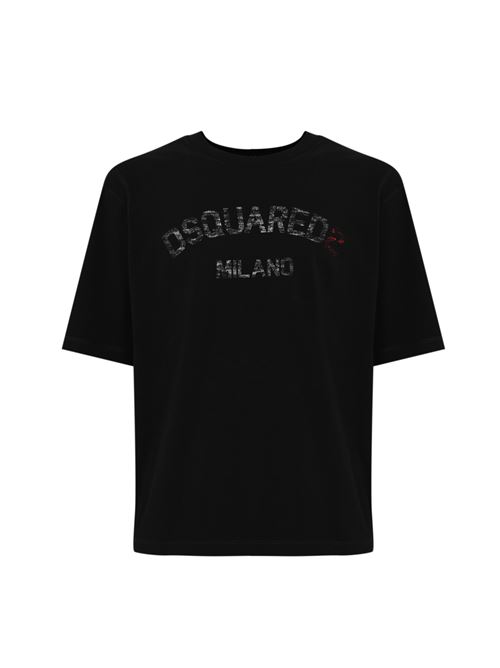 T-shirt loose fit faded logo in cotone nero DSQUARED2 | S74GD1399 D20020900